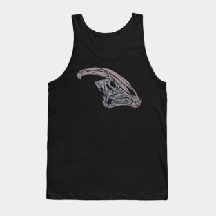 Floral Dinosaur Skull - Parasaurolophus (Dark Background) Tank Top